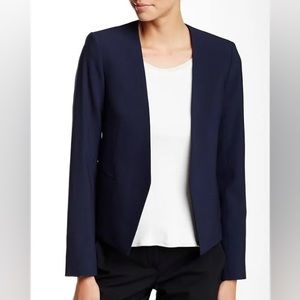 Theory Delaven Open Front Blazer Jacket Wool Deep Navy Blue Size 2
